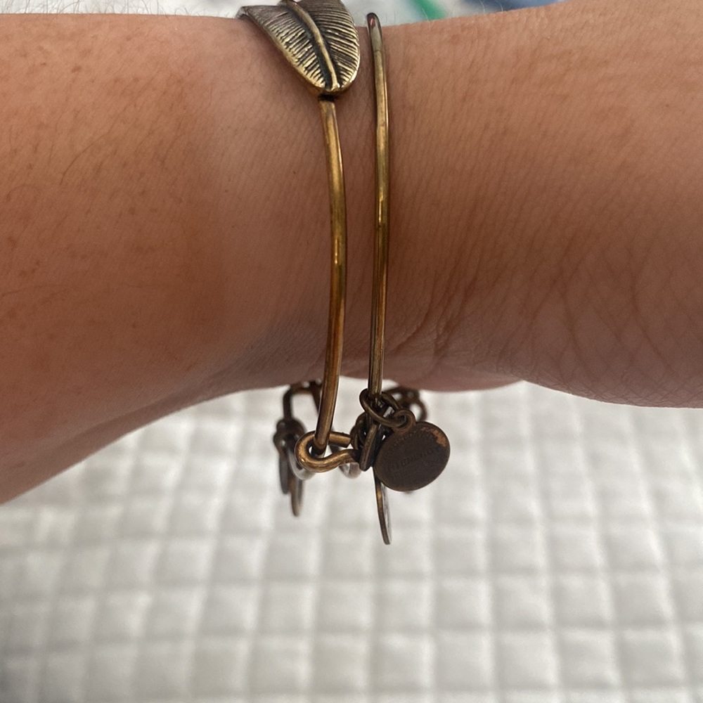 Alex And Ani Quill Feather Wrap Bracelet & dove bracelet - two bracelets